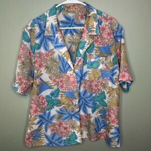 Women's Vintage Pykettes Hawaiian style short sleeve button up